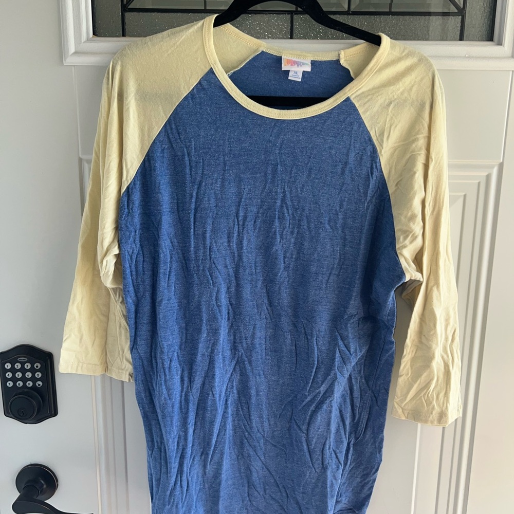 LuLaRoe Blue and Cream Top